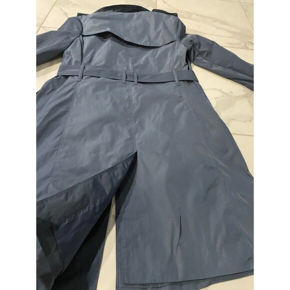 Norma Kamali Trench Coat Jacket Navy Blue Double Breasted Belted Size XS - Picture 8 of 8